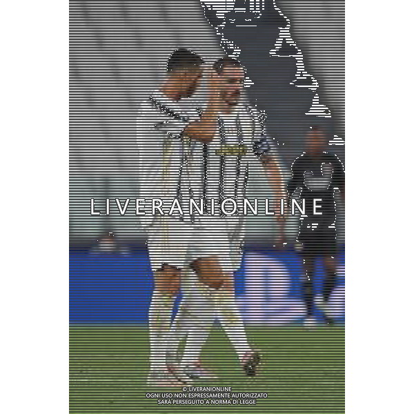 Torino 07.08.2020 Allianz Stadium Juventus vs Olympique Lione Champions League 2019/2020 ©Viganti/Agenzia Aldo Liverani Nella foto: cristiano ronaldo e leonardo bonucci / AGENZIA ALDO LIVERANI SAS
