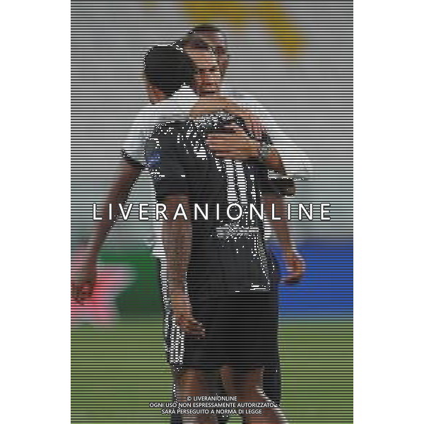 Torino 07.08.2020 Allianz Stadium Juventus vs Olympique Lione Champions League 2019/2020 ©Viganti/Agenzia Aldo Liverani Nella foto: rudi garcia e memphis depay festeggiano a fine gara / AGENZIA ALDO LIVERANI SAS