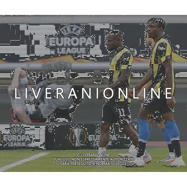 UEFA - EUROPA LEAGUE Germania Quarti di Finale 10/08/2020 Inter - Bayer Leverkusen nella foto: Moses Victor (f.c.Internazionale) Agrume Lucien(f.c.Internazionale) ©Claudio Zamagni/Agenzia Aldo Liverani Moses Victor (f.c.Internazionale) Agrume Lucien(f.c.Internazionale) during UEFA EUROPA LEAGUE Germany Quarter-Finals match between F.C. Internazionale and Bayer Leverkusen at Merkur Spiel-Arena in Dusseldorf on August 10 2020. photo credit by Claudio Zamagni/Aldo Liverani Photo Agency/AGENZIA ALDO LIVERANI SAS