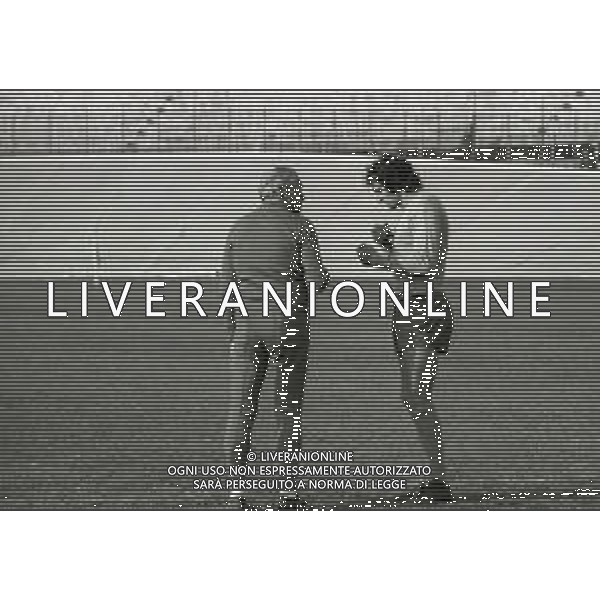1972 ALLENAMENTO NAZIONALE ITALIANA DI CALCIO NELLA FOTO GIORGIO CHINAGLIA E FERRUCCIO VALCAREGGI AG ALDO LIVERANI SAS