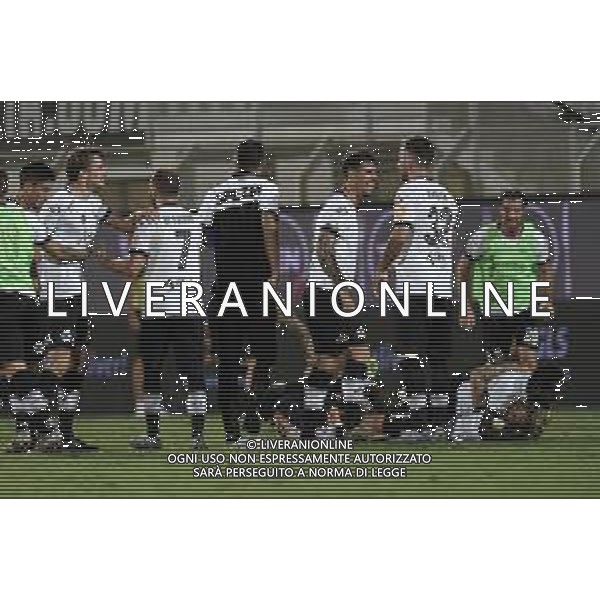 Playoff - Spezia vs Chievo - Campionato di Calcio Serie B 2019/2020, 11 agosto 2020 La Spezia, Italia Nella foto: Esultanza finale giocatori Spezia @LM/Matteo Papini AG ALDO LIVERANI SAS