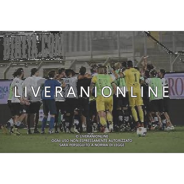 Playoff - Spezia vs Chievo - Campionato di Calcio Serie B 2019/2020, 11 agosto 2020 La Spezia, Italia Nella foto: Esultanza finale giocatori Spezia @LM/Matteo Papini AG ALDO LIVERANI SAS