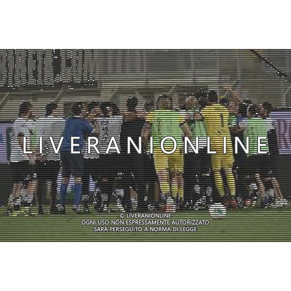 Playoff - Spezia vs Chievo - Campionato di Calcio Serie B 2019/2020, 11 agosto 2020 La Spezia, Italia Nella foto: Esultanza finale giocatori Spezia @LM/Matteo Papini AG ALDO LIVERANI SAS