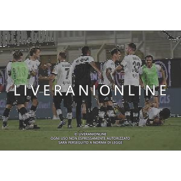 Playoff - Spezia vs Chievo - Campionato di Calcio Serie B 2019/2020, 11 agosto 2020 La Spezia, Italia Nella foto: Esultanza finale giocatori Spezia @LM/Matteo Papini AG ALDO LIVERANI SAS