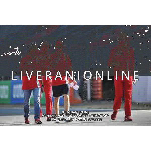 Sebastian Vettel (GER) Ferrari walks the circuit with the team. 13.08.2020. Formula 1 World Championship, Rd 6, Spanish Grand Prix, Barcelona, Spain, Preparation Day. - www.xpbimages.com, EMail: requests@xpbimages.com © Copyright: Batchelor / XPB Images/AGENZIA ALDO LIVERANI SAS - ITALY ONLY EDITORIAL USE ONLY