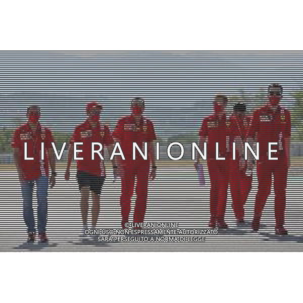 Sebastian Vettel (GER) Ferrari walks the circuit with the team. 13.08.2020. Formula 1 World Championship, Rd 6, Spanish Grand Prix, Barcelona, Spain, Preparation Day. - www.xpbimages.com, EMail: requests@xpbimages.com © Copyright: Batchelor / XPB Images/AGENZIA ALDO LIVERANI SAS - ITALY ONLY EDITORIAL USE ONLY