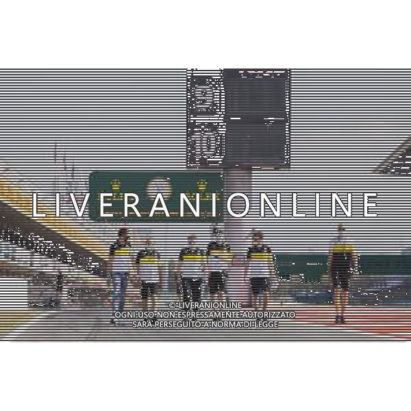 Esteban Ocon (FRA) Renault F1 Team walks the circuit with the team. 13.08.2020. Formula 1 World Championship, Rd 6, Spanish Grand Prix, Barcelona, Spain, Preparation Day. - www.xpbimages.com, EMail: requests@xpbimages.com © Copyright: Bearne / XPB Images/AGENZIA ALDO LIVERANI SAS - ITALY ONLY EDITORIAL USE ONLY