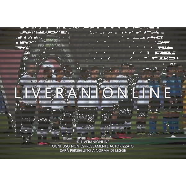 SPEZIA - FROSINONE RITORNO FINALE PLAYOFF SERIE B 20.08.2020 NELLA FOTO FORMAZIONE SPEZIA SCHIERATA NEL PREPARTITA ©SANTANDREA / AGENZIA ALDO LIVERANI SAS