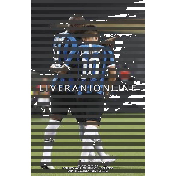 UEFA - FINALE EUROPA LEAGUE Germania 21/08/2020 Siviglia - Inter nella foto: Lukaku Rumelu (f.c.Internazionale) Martinez Lautaro (f.c.Internazionale) ©Claudio Zamagni/Agenzia Aldo Liverani Lukaku Rumelu (f.c.Internazionale) Martinez Lautaro (f.c.Internazionale) during UEFA EUROPA LEAGUE Germany Final match between Siviglia and and F.C. Internazionale at Rhein Energie Stadium in Cologne on August 21 2020. photo credit by Claudio Zamagni/Aldo Liverani Photo Agency