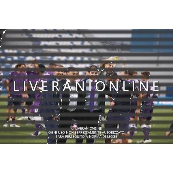 HELLAS VERONA - FIORENTINA COPPA ITALIA FINALE PRIMAVERA TIM CUP 2019/2020 REGGIO EMILIA MAPEI STADIUM 26.08.2020 NELLA FOTO ESULTANZA E FESTEGGIAMENTI A FINE GARA DEI GIOCATORI DELLA FIORENTINA VINCITORI DEL TROFEO - direttore generale della Fiorentina, Joe Barone e Alberto Aquilani allenatore ©SANTANDREA / AGENZIA ALDO LIVERANI SAS