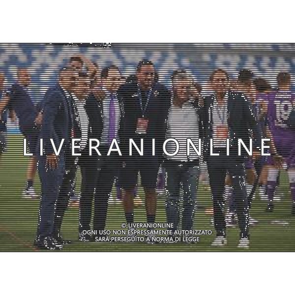 HELLAS VERONA - FIORENTINA COPPA ITALIA FINALE PRIMAVERA TIM CUP 2019/2020 REGGIO EMILIA MAPEI STADIUM 26.08.2020 NELLA FOTO ESULTANZA E FESTEGGIAMENTI A FINE GARA DEI GIOCATORI DELLA FIORENTINA VINCITORI DEL TROFEO - direttore generale della Fiorentina, Joe Barone e Alberto Aquilani allenatore ©SANTANDREA / AGENZIA ALDO LIVERANI SAS