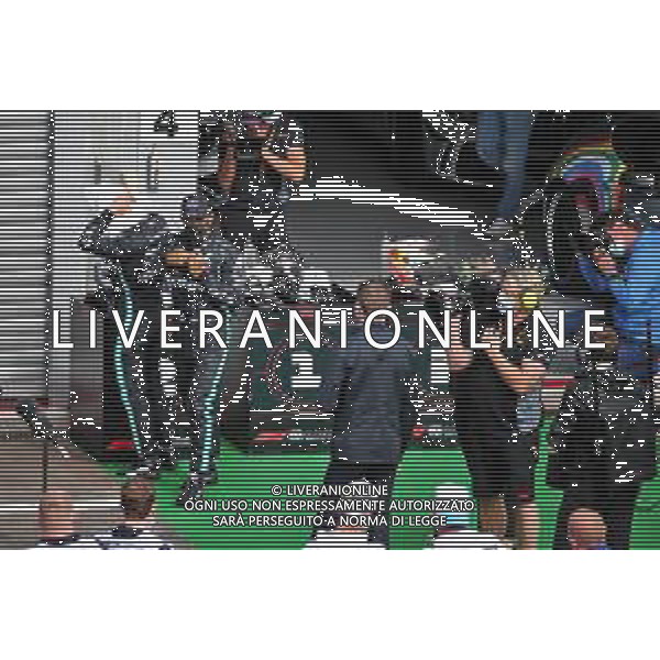 Pole sitter Lewis Hamilton (GBR) Mercedes AMG F1 in qualifying parc ferme with Valtteri Bottas (FIN) Mercedes AMG F1. 29.08.2020. Formula 1 World Championship, Rd 7, Belgian Grand Prix, Spa Francorchamps, Belgium, Qualifying Day. - www.xpbimages.com, EMail: requests@xpbimages.com © Copyright: Batchelor / XPB Images / AGENZIA ALDO LIVERANI SAS - ITALY ONLY EDITORIAL USE ONLY