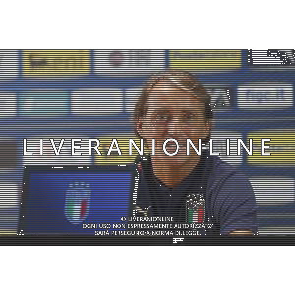 COVERCIANO 30/08/2020 Ritiro della Nazionale Italiana di calcio - nella foto: Il CT della nazionale Roberto Mancini in conferenza stampa ©Claudio Zamagni/Agenzia Aldo Liverani