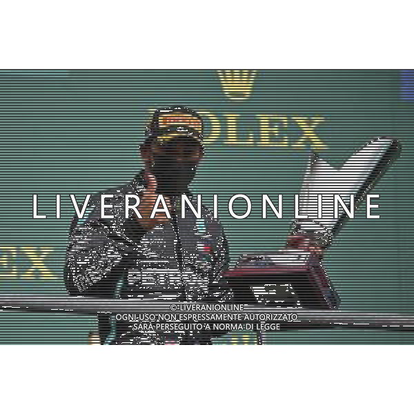 Race winner Lewis Hamilton (GBR) Mercedes AMG F1 celebrates on the podium. 30.08.2020. Formula 1 World Championship, Rd 7, Belgian Grand Prix, Spa Francorchamps, Belgium, Race Day. - www.xpbimages.com, EMail: requests@xpbimages.com © Copyright: Batchelor / XPB Images/ AGENZIA ALDO LIVERANI SAS - ITALY ONLY EDITORIAL USE ONLY