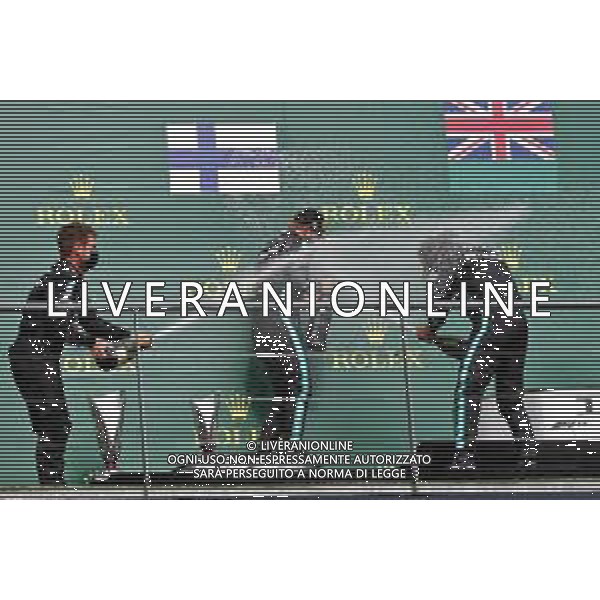 The podium (L to R): Valtteri Bottas (FIN) Mercedes AMG F1, second; Lewis Hamilton (GBR) Mercedes AMG F1, race winner. 30.08.2020. Formula 1 World Championship, Rd 7, Belgian Grand Prix, Spa Francorchamps, Belgium, Race Day. - www.xpbimages.com, EMail: requests@xpbimages.com © Copyright: Batchelor / XPB Images/ AGENZIA ALDO LIVERANI SAS - ITALY ONLY EDITORIAL USE ONLY
