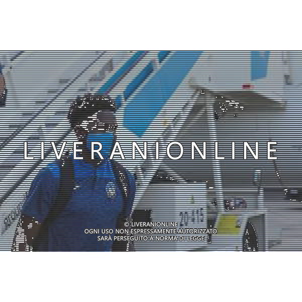 LISBON, PORTUGAL - AUGUST 10: Atalanta BC forward Amad Traore arrives in Lisbon with the Atalanta team for the Champions League Quarter Finals at Humberto Delgado Airport on August 10, 2020 in Lisbon, Portugal. (Photo by Carlos Rodrigues - UEFA/UEFA via Getty Images) AG ALDO LIVERANI SAS