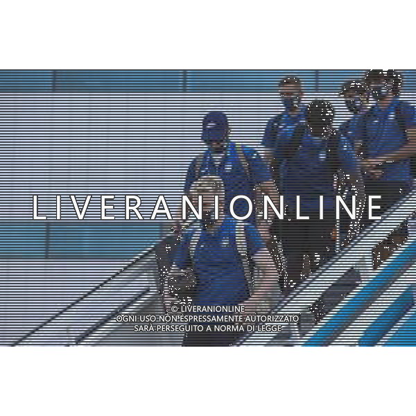 LISBON, PORTUGAL - AUGUST 10: Atalanta BC defender Lennart Czyborra arrives in Lisbon with the Atalanta team for the Champions League Quarter Finals at Humberto Delgado Airport on August 10, 2020 in Lisbon, Portugal. (Photo by Carlos Rodrigues - UEFA/UEFA via Getty Images) AG ALDO LIVERANI SAS