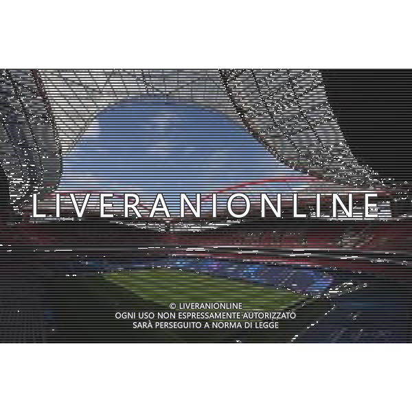 LISBON, PORTUGAL - AUGUST 11: A general view inside the stadium prior to the Atalanta walk around ahead of the UEFA Champions League Quarter Final match between Atalanta and PSG at Estadio do Sport Lisboa e Benfica on August 11, 2020 in Lisbon, Portugal. (Photo by Michael Regan - UEFA/UEFA via Getty Images) AG ALDO LIVERANI SAS