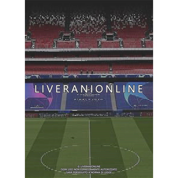 LISBON, PORTUGAL - AUGUST 11: A general view inside the stadium prior to the Atalanta walk around ahead of the UEFA Champions League Quarter Final match between Atalanta and PSG at Estadio do Sport Lisboa e Benfica on August 11, 2020 in Lisbon, Portugal. (Photo by Michael Regan - UEFA/UEFA via Getty Images) AG ALDO LIVERANI SAS