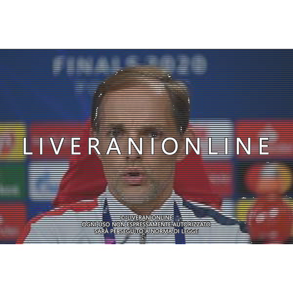 LISBON, PORTUGAL - AUGUST 11: In this UEFA Handout picture Thomas Tuchel, Manager of PSG speaks to the media during the PSG Press Conference ahead of the UEFA Champions League Quarter Final match between Atalanta and PSG at Estadio do Sport Lisboa e Benfica on August 11, 2020 in Lisbon, Portugal. (Photo by UEFA - Handout/UEFA via Getty Images) AG ALDO LIVERANI SAS