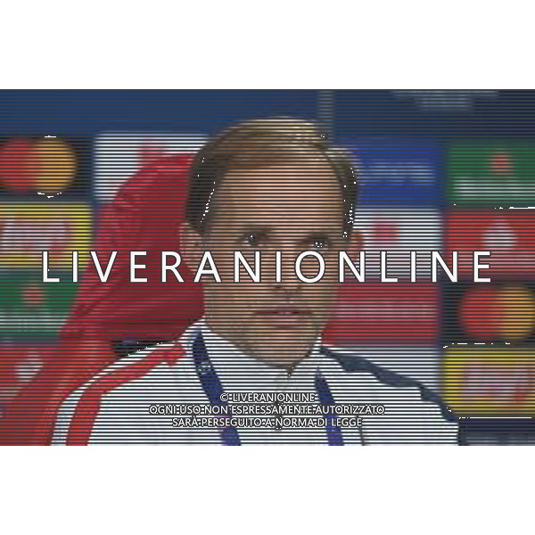 LISBON, PORTUGAL - AUGUST 11: In this UEFA Handout picture Thomas Tuchel, Manager of PSG speaks to the media during the PSG Press Conference ahead of the UEFA Champions League Quarter Final match between Atalanta and PSG at Estadio do Sport Lisboa e Benfica on August 11, 2020 in Lisbon, Portugal. (Photo by UEFA - Handout/UEFA via Getty Images) AG ALDO LIVERANI SAS
