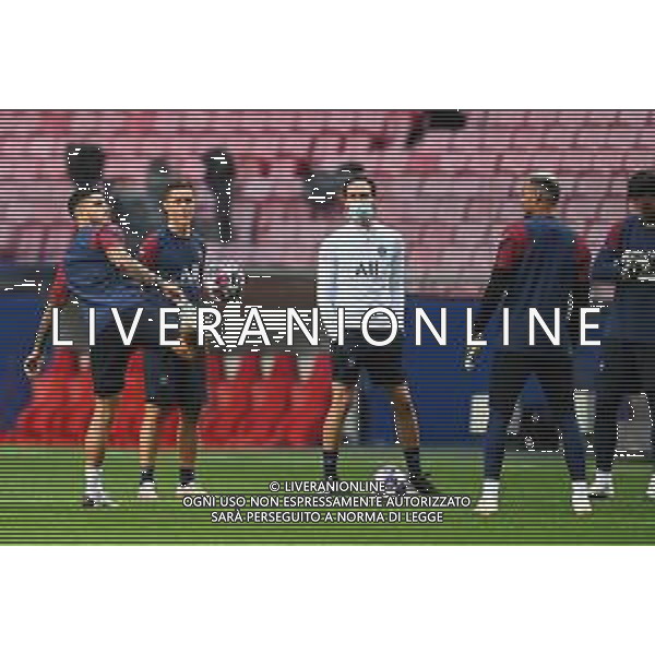 LISBON, PORTUGAL - AUGUST 11: Players of PSG take part in the PSG Training Session ahead of the UEFA Champions League Quarter Final match between Atalanta and PSG at Estadio do Sport Lisboa e Benfica on August 11, 2020 in Lisbon, Portugal. (Photo by Michael Regan - UEFA/UEFA via Getty Images) AG ALDO LIVERANI SAS