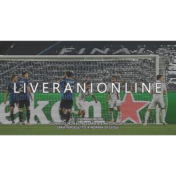 LISBON, PORTUGAL - AUGUST 12: Marquinhos of Paris Saint-Germain scores his team\'s first goal during the UEFA Champions League Quarter Final match between Atalanta and Paris Saint-Germain at Estadio do Sport Lisboa e Benfica on August 12, 2020 in Lisbon, Portugal. (Photo by Michael Regan - UEFA/UEFA via Getty Images) AG ALDO LIVERANI SAS