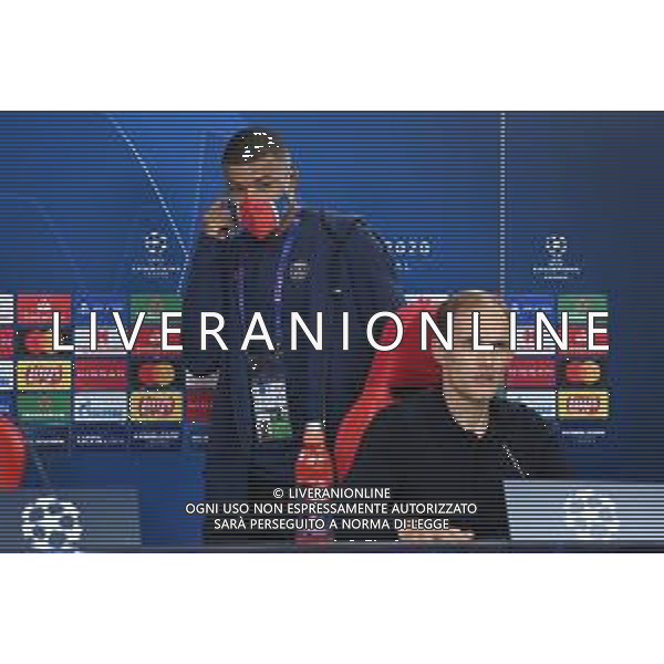 LISBON, PORTUGAL - AUGUST 18: Kylian Mbappe of Paris Saint-Germain arrives to the press conference as Thomas Tuchel, Manager of Paris Saint-Germain speaks to the media following the UEFA Champions League Semi Final match between RB Leipzig and Paris Saint-Germain F.C at Estadio do Sport Lisboa e Benfica on August 18, 2020 in Lisbon, Portugal. (Photo by UEFA - Handout/UEFA via Getty Images) AG ALDO LIVERANI SAS