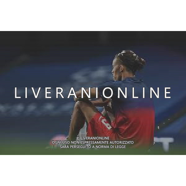 LISBON, PORTUGAL - AUGUST 18: Yussuf Poulsen of RB Leipzig reacts is seen sitting on the pitch after the UEFA Champions League Semi Final match between RB Leipzig and Paris Saint-Germain F.C at Estadio do Sport Lisboa e Benfica on August 18, 2020 in Lisbon, Portugal. (Photo by Michael Regan - UEFA/UEFA via Getty Images) AG ALDO LIVERANI SAS