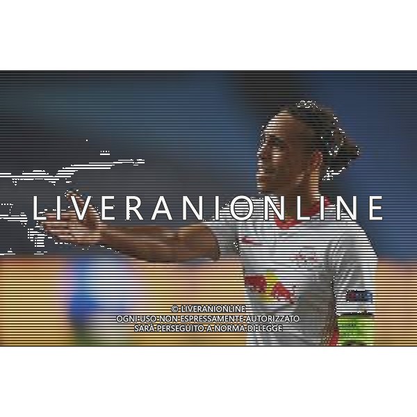 LISBON, PORTUGAL - AUGUST 18: Yussuf Poulsen of RB Leipzig reacts during the UEFA Champions League Semi Final match between RB Leipzig and Paris Saint-Germain F.C at Estadio do Sport Lisboa e Benfica on August 18, 2020 in Lisbon, Portugal. (Photo by Michael Regan - UEFA/UEFA via Getty Images) AG ALDO LIVERANI SAS