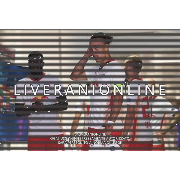 LISBON, PORTUGAL - AUGUST 18: Yussuf Poulsen of RB Leipzig waits in the tunnel to lead his team out prior to the UEFA Champions League Semi Final match between RB Leipzig and Paris Saint-Germain F.C at Estadio do Sport Lisboa e Benfica on August 18, 2020 in Lisbon, Portugal. (Photo by Michael Regan - UEFA/UEFA via Getty Images) AG ALDO LIVERANI SAS