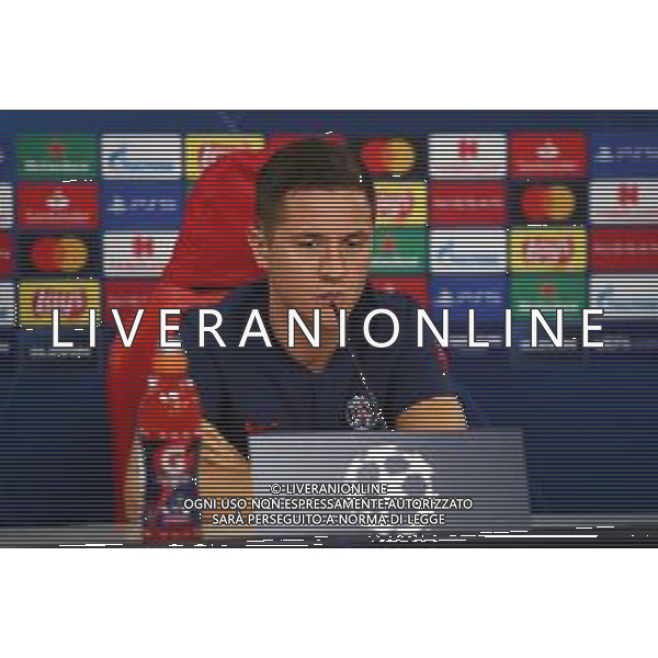 LISBON, PORTUGAL - AUGUST 17: In this handout image provided by UEFA, Ander Herrera of Paris Saint-Germain looks on as he speaks to the media during a Paris Saint-Germain Press Conference at Estadio do Sport Lisboa e Benfica on August 17, 2020 in Lisbon, Portugal. (Photo by UEFA - Handout/UEFA via Getty Images) AG ALDO LIVERANI SAS