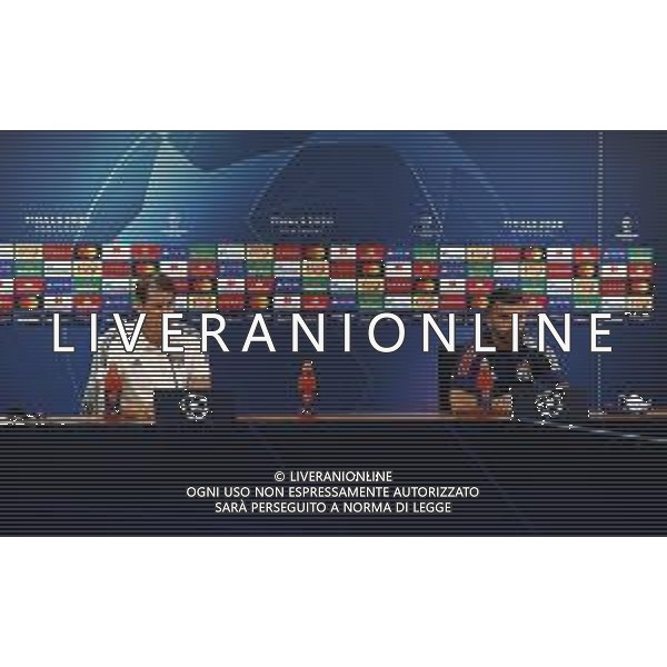 LISBON, PORTUGAL - AUGUST 18: Rudi Garcia, Head Coach of of Olympique Lyon and Anthony Lopes of Olympique Lyon speak to the media during a press conference ahead of their UEFA Champions League Semi Final match against Bayern Munich at Estadio do Sport Lisboa e Benfica on August 18, 2020 in Lisbon, Portugal. (Photo by UEFA - Handout/UEFA via Getty Images) AG ALDO LIVERANI SAS