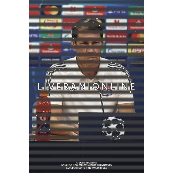LISBON, PORTUGAL - AUGUST 18: Rudi Garcia, Head Coach of of Olympique Lyon speaks to the media during a press conference ahead of their UEFA Champions League Semi Final match against Bayern Munich at Estadio do Sport Lisboa e Benfica on August 18, 2020 in Lisbon, Portugal. (Photo by UEFA - Handout/UEFA via Getty Images) AG ALDO LIVERANI SAS