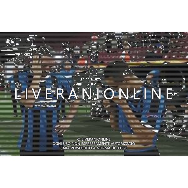 COLOGNE, GERMANY - AUGUST 21: Danilo D\'Ambrosio and Alexis Sanchez of Inter Milan looks dejected following his team\'s defeat in the UEFA Europa League Final between Seville and FC Internazionale at RheinEnergieStadion on August 21, 2020 in Cologne, Germany. (Photo by Alexander Hassenstein - UEFA/UEFA via Getty Images) AG ALDO LIVERANI SAS