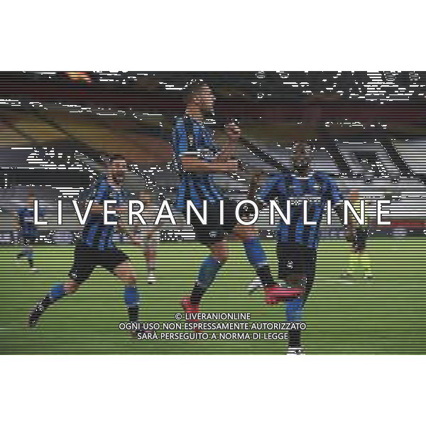 DUESSELDORF, GERMANY - AUGUST 17: Danilo D\'Ambrosio of Inter Milan celebrates after scoring his team\'s second goal during the UEFA Europa League Semi Final between Internazionale and Shakhtar Donetsk at Merkur Spiel-Arena on August 17, 2020 in Duesseldorf, Germany. (Photo by Alexander Hassenstein - UEFA/UEFA via Getty Images) AG ALDO LIVERANI SAS