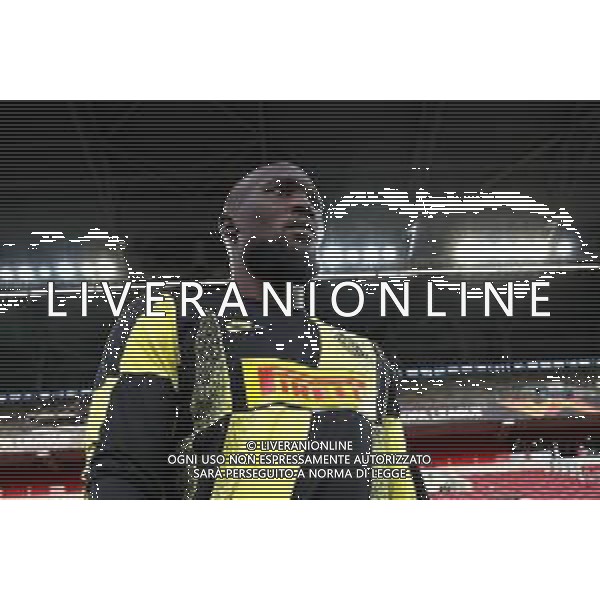 DUESSELDORF, GERMANY - AUGUST 17: Romelu Lukaku of Inter Milan walks out prior to the UEFA Europa League Semi Final between Internazionale and Shakhtar Donetsk at Merkur Spiel-Arena on August 17, 2020 in Duesseldorf, Germany. (Photo by Alexander Hassenstein - UEFA/UEFA via Getty Images) AG ALDO LIVERANI SAS