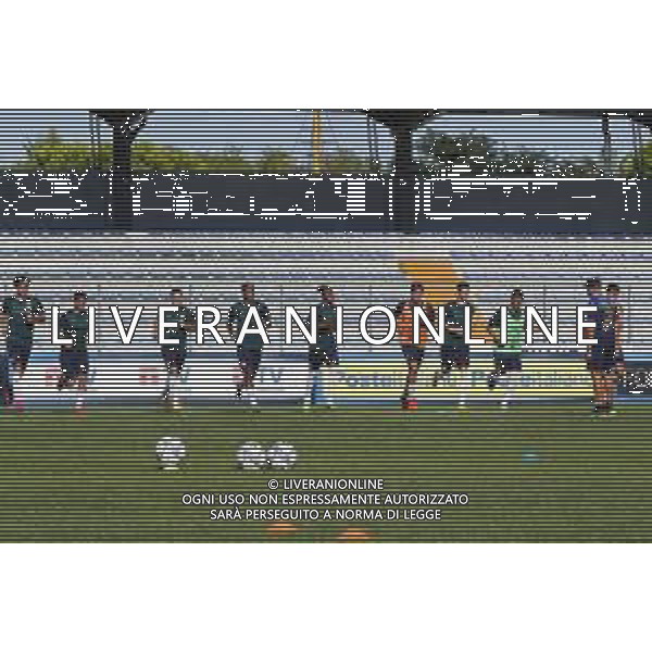 Lignano Sabbiadoro Partita Amichevole ITALIA Under 21 - SLOVENIA Under 21 del 03/09/2020 - nella foto: IL RISCALDAMENTO in campo nel prepartita ©Claudio Zamagni/Agenzia Aldo Liverani the warmup during International friendly soccer match between ITALY Under 21 and SLOVENIA Under 21 at G. Teghil Stadium in Lignano Sabbiadoro on September 03 2020. photo credit by Claudio Zamagni/Aldo Liverani Photo Agency/ AGENZIA ALDO LIVERANI SAS