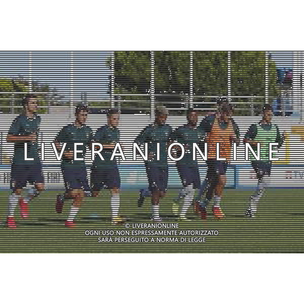Lignano Sabbiadoro Partita Amichevole ITALIA Under 21 - SLOVENIA Under 21 del 03/09/2020 - nella foto: il riscaldamento della nazionale italiana under 21 in campo nel prepartita ©Claudio Zamagni/Agenzia Aldo Liverani during International friendly soccer match between ITALY Under 21 and SLOVENIA Under 21 at G. Teghil Stadium in Lignano Sabbiadoro on September 03 2020. photo credit by Claudio Zamagni/Aldo Liverani Photo Agency/ AGENZIA ALDO LIVERANI SAS