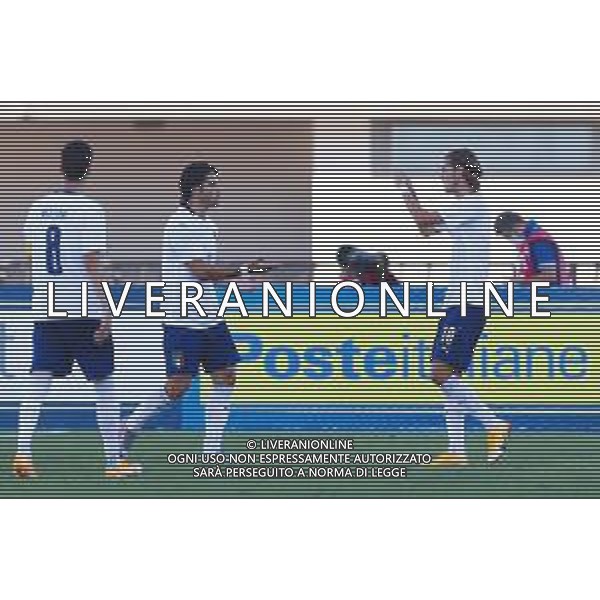 Lignano Sabbiadoro Partita Amichevole ITALIA Under 21 - SLOVENIA Under 21 del 03/09/2020 - nella foto: Esultanza italia dopo il goal ©Claudio Zamagni/Agenzia Aldo Liverani italy celebrates after scoring a goalduring International friendly soccer match between ITALY Under 21 and SLOVENIA Under 21 at G. Teghil Stadium in Lignano Sabbiadoro on September 03 2020. photo credit by Claudio Zamagni/Aldo Liverani Photo Agency/ AGENZIA ALDO LIVERANI SAS