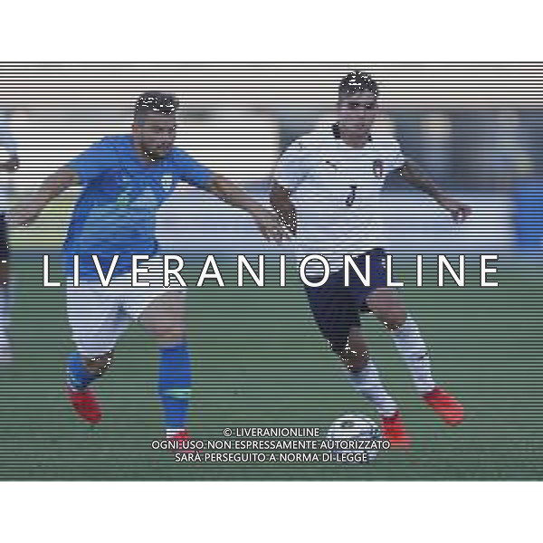 Lignano Sabbiadoro Partita Amichevole ITALIA Under 21 - SLOVENIA Under 21 del 03/09/2020 - nella foto: Pisek Janez(slovenia) Tripaldelli Alessandro (Italia) ©Claudio Zamagni/Agenzia Aldo Liverani during International friendly soccer match between ITALY Under 21 and SLOVENIA Under 21 at G. Teghil Stadium in Lignano Sabbiadoro on September 03 2020. photo credit by Claudio Zamagni/Aldo Liverani Photo Agency/ AGENZIA ALDO LIVERANI SAS