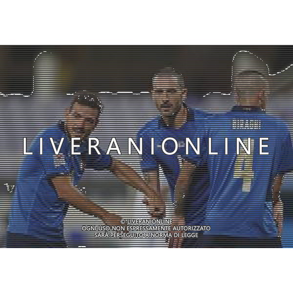 FIRENZE - UEFA Nations League gruppo A ITALIA - BOSNIA ERZEGOVINA 04/09/2020 nella foto: Bonucci Leonardo(Italia) Florenzi Alessandro(Italia) Biraghi Cristiano(Italia) ©Claudio Zamagni/Agenzi Aldo Liverani s.a.s. during UEFA Nations League - group A between Italy and Bosnia ERZEGOVINA at Artemio Franchi Stadium on September 04 2020 in Florence photo credit by Claudio Zamagni/Aldo Liverani Photo Agency/ AGENZIA ALDO LIVERANI SAS