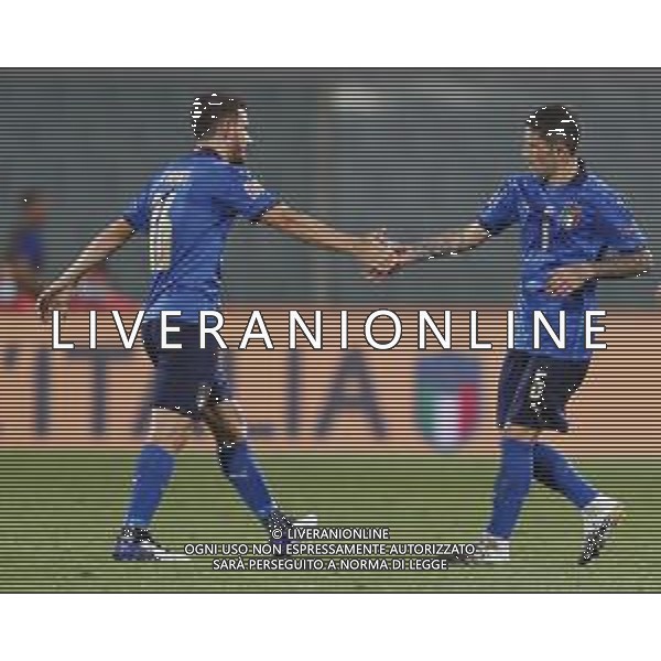 FIRENZE - UEFA Nations League gruppo A ITALIA - BOSNIA ERZEGOVINA 04/09/2020 nella foto: esultanza Florenzi Alessandro(Italia) e Sensi Stefano(Italia) dopo il goal ©Claudio Zamagni/Agenzi Aldo Liverani s.a.s. during UEFA Nations League - group A between Italy and Bosnia ERZEGOVINA at Artemio Franchi Stadium on September 04 2020 in Florence photo credit by Claudio Zamagni/Aldo Liverani Photo Agency/ AGENZIA ALDO LIVERANI SAS