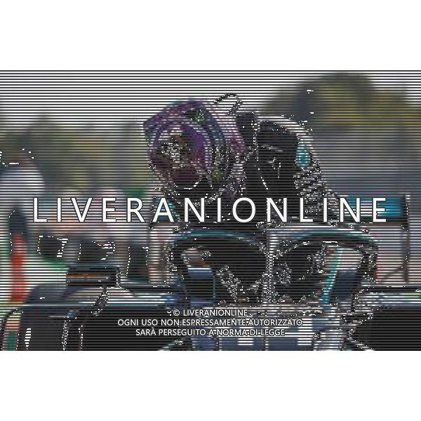 Pole sitter Lewis Hamilton (GBR) Mercedes AMG F1 W11 in qualifying parc ferme. 05.09.2020. Formula 1 World Championship, Rd 8, Italian Grand Prix, Monza, Italy, Qualifying Day. - www.xpbimages.com, EMail: requests@xpbimages.com - copy of publication required for printed pictures. Every used picture is fee-liable. © Copyright: FIA Pool Image for Editorial Use Only/ AGENZIA ALDO LIVERANI SAS - ITALY ONLY EDITORIAL USE ONLY