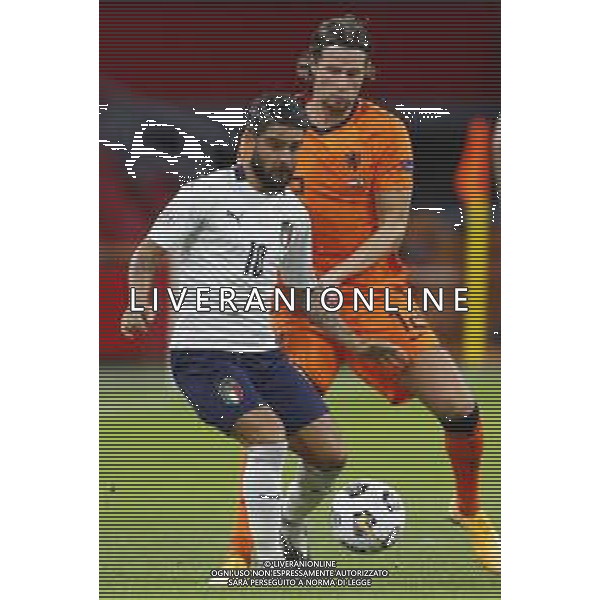 AMSTERDAM - UEFA Nations League gruppo A - OLANDA paesi Bassi vs ITALIA 07/09/2020 - nella foto: Insigne Lorenzo(Italia) Hans Hateboer(Olanda - Paesi Bassi - Nederland) ©Claudio Zamagni/Agenzi Aldo Liverani s.a.s. nsigne Lorenzo(Italia) Hans Hateboer(Olanda - Paesi Bassi - Nederland) during UEFA Nations League - group A between Netherlands and Italy at Amsterdam Arena on September 07 2020 in Amsterdam photo credit by Claudio Zamagni/Aldo Liverani Photo Agency
