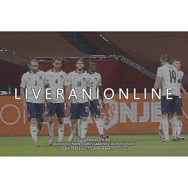 AMSTERDAM - UEFA Nations League gruppo A - OLANDA paesi Bassi vs ITALIA 07/09/2020 - nella foto: Chiellini Giorgio(Italia) Spinazzola Leonardo(Italia) Locatelli Manuel(Italia)Kean Moise(Italia)Bonucci Leonardo(Italia) ©Claudio Zamagni/Agenzi Aldo Liverani s.a.s. Chiellini Giorgio(Italia) Spinazzola Leonardo(Italia) Locatelli Manuel(Italia)Kean Moise(Italia)Bonucci Leonardo(Italia) during UEFA Nations League - group A between Netherlands and Italy at Amsterdam Arena on September 07 2020 in Amsterdam photo credit by Claudio Zamagni/Aldo Liverani Photo Agency