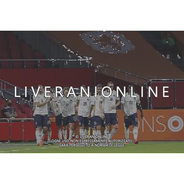 AMSTERDAM - UEFA Nations League gruppo A - OLANDA paesi Bassi vs ITALIA 07/09/2020 - nella foto: Barella Nicolo’(Italia) Chiellini Giorgio(Italia)Immobile Ciro(Italia)Locatelli Manuel(Italia)Bonucci Leonardo(Italia)Kean Moise(Italia) ©Claudio Zamagni/Agenzi Aldo Liverani s.a.s. Barella Nicolo’(Italia) Chiellini Giorgio(Italia)Immobile Ciro(Italia)Locatelli Manuel(Italia)Bonucci Leonardo(Italia)Kean Moise(Italia) during UEFA Nations League - group A between Netherlands and Italy at Amsterdam Arena on September 07 2020 in Amsterdam photo credit by Claudio Zamagni/Aldo Liverani Photo Agency