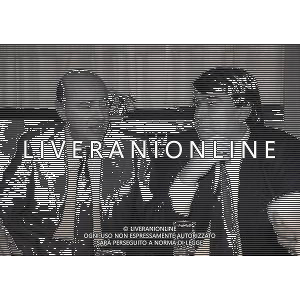 RETROSPETTIVA PAOLO MANTOVANI PRESIDENTE SAMPDORIA CALCIO NELLA FOTO PAOLO MANTOVANI PRESIDENTE DELLA SAMPDORIA CALCIO NELL\'ANNO 1988 CON ALDO SPINELLI PRESIDENTE DEL GENOA CALCIO AG ALDO LIVERANI SAS 