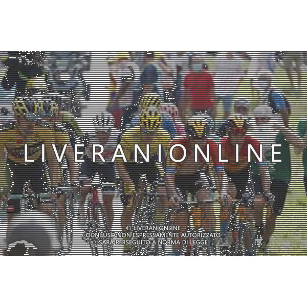 16-09-2020 Tour De France; Tappa 17 Grenoble - Col De La Loze; 2020, Jumbo - Visma; 2020, Bahrain - Mclaren; Roglic, Primoz; Caruso, Damiano; Landa Meana, Mikel; Col De La Loze; ©SIROTTI / AGENZIA ALDO LIVERANI SAS