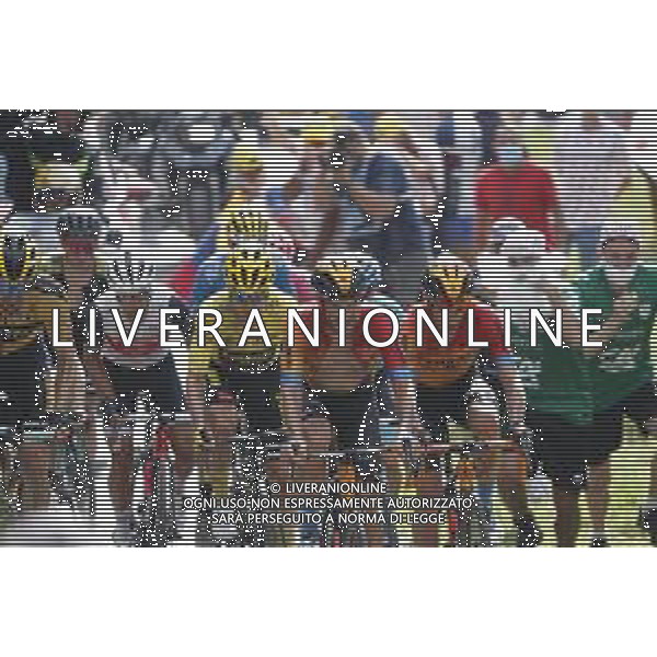 16-09-2020 Tour De France; Tappa 17 Grenoble - Col De La Loze; 2020, Jumbo - Visma; 2020, Bahrain - Mclaren; Roglic, Primoz; Caruso, Damiano; Landa Meana, Mikel; Col De La Loze; ©SIROTTI / AGENZIA ALDO LIVERANI SAS